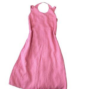 Harve Benard 100% Linen Sleeveless Pink Midi Dress Sz 14 #293F